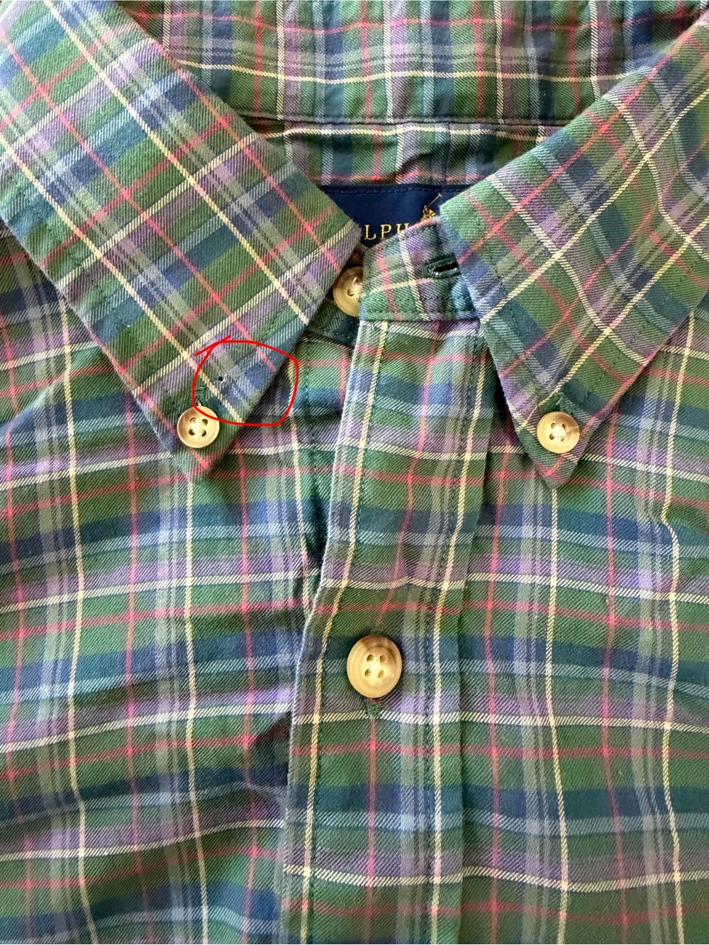 RALPH LAUREN L Purple & Green Plaid Button-Down Men's Shirt - Picture 2 of 11